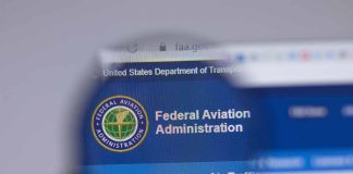 Federal Aviation Administration website viewed through magnifying glass
