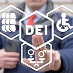 Person touching DEI diversity equality inclusion symbol