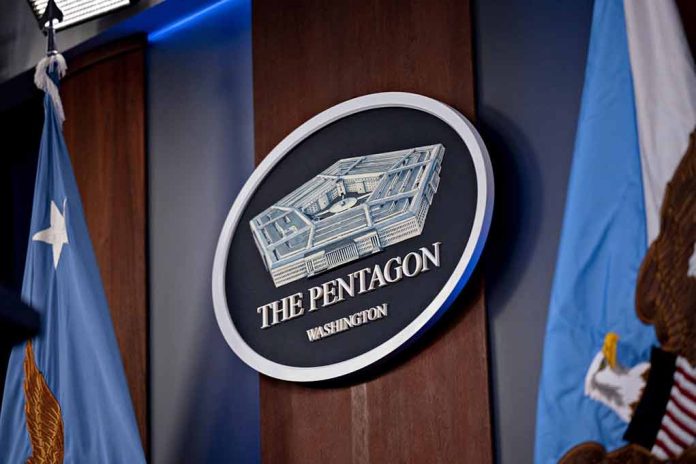 2265798341 featured image Pentagon Washington emblem with flags in background