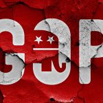 DeSantis and Fine: Tensions Unraveling GOP Harmony in Florida GOP letters with elephant on cracked red background