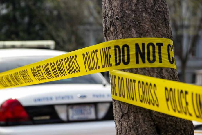 789649249 featured image Yellow police tape around tree near car