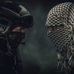 One Hostage, Countless Implications: The Unfolding Drama in Gaza Two masked figures face each other dramatic lighting