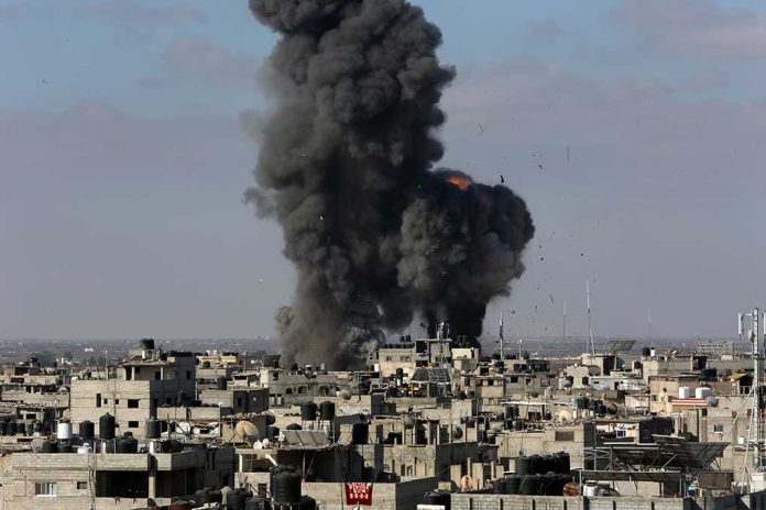Large black smoke clouds over urban area