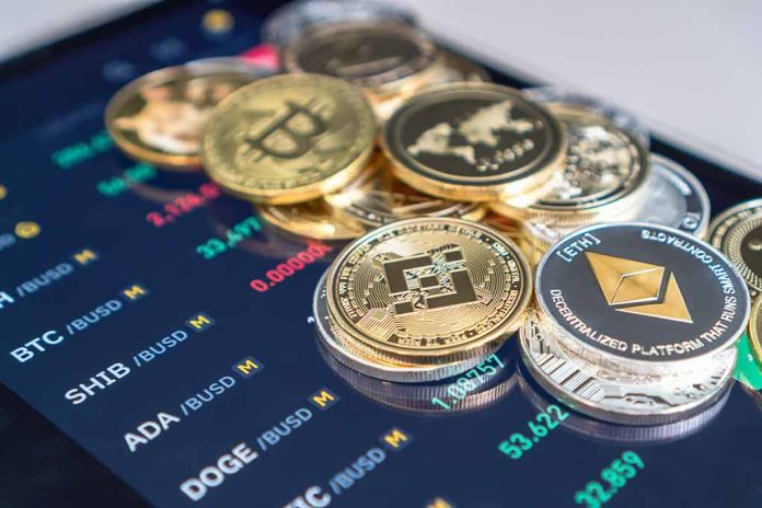 2002007354 featured image Cryptocurrency coins on a trading screen background