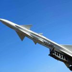 US Army missile against a clear blue sky