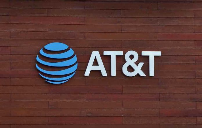 AT&T logo displayed on a wooden wall