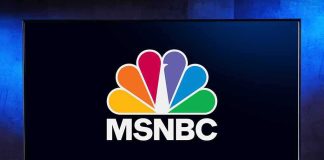MSNBC logo displayed on a television screen