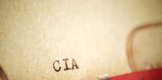 Close-up of a typewritten document labeled 'CIA'