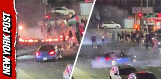 100-Car Takeover Lights FIRE Near Fuel Tanks