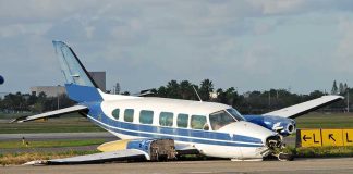 Raúl Castro’s Explosive Murder Indictment Incoming! Damaged blue and white small airplane on an airport runway