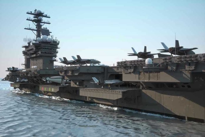 300162086-1 Aircraft carrier deck with jet planes.