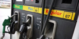 DOJ Crash-Lands Into GAS PUMPS — What TRUMP Demands NOW! Gas station pumps for diesel, plus, and regular fuel.