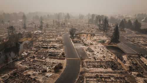 california-fire-house1815611141jpg Aerial view of town destroyed by wildfire