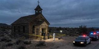 Terrifying Church THREAT Triggers SWAT Rush Police and forensic team at a crime scene near an abandoned church in the desert