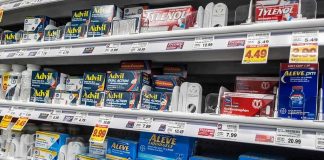 RELIEF! — New FDA Pain Pill JUST APPROVED Pharmacy shelf with over-the-counter pain relievers