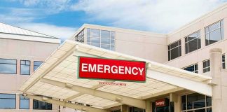Emergency room entrance at a modern hospital