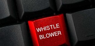 Red keyboard key with whistle blower label