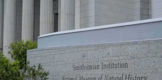 Smithsonian Institution museum exterior with engraved stone sign