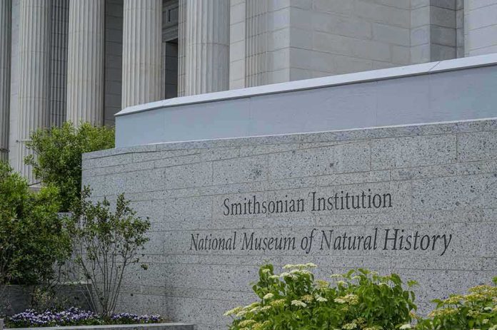 Smithsonian Institution museum exterior with engraved stone sign