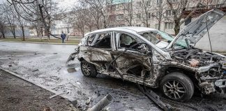 BIZARRE — Terrifying Drone Chase, BLAST, Then THIS! burned-out car with severe damage on a city street