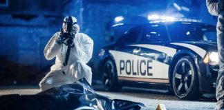Livestream Execution — One SHOT, Millions WATCH forensic investigator photographing crime scene near police car