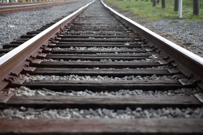 Railway tracks stretching into the distance