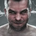 angry man with steam effect coming from ears
